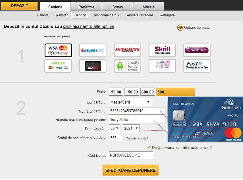 netbet casino online metode de plata depozit casierie informatii depunere cu cardul de credit visa mastercard