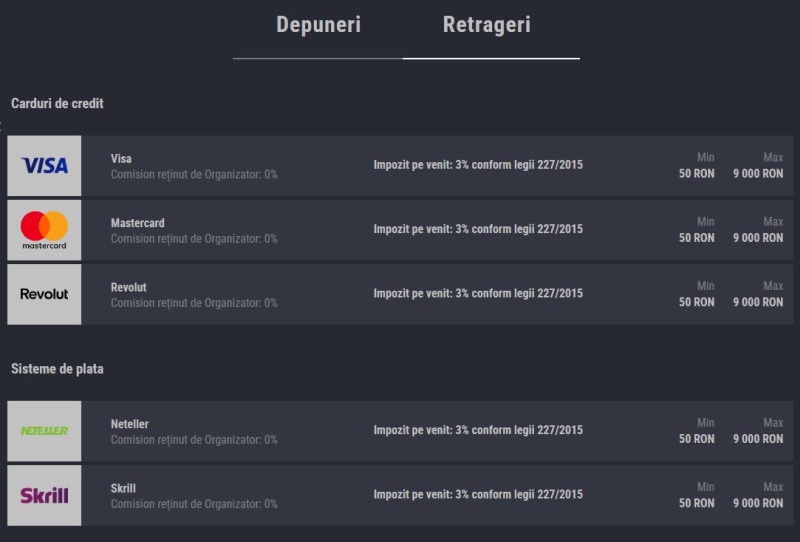 Favbet metode plata retrageri