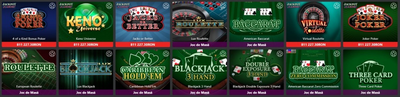 winbet casino online oferta jocuri de masa si carti standard disponibile