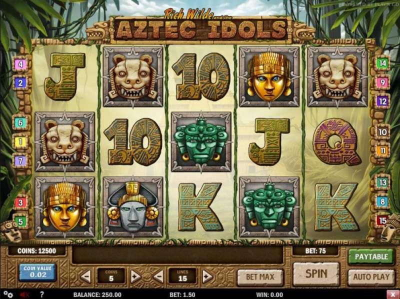 pacaneaua rich wilde and the aztec idols video slot gameplay