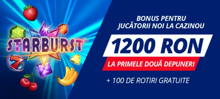 sportingbet casino online bonus pentru jucatorii noi la cazino 1200 ron la primele doua depuneri + 100 de rotiri gratuite pacaneaua starburst