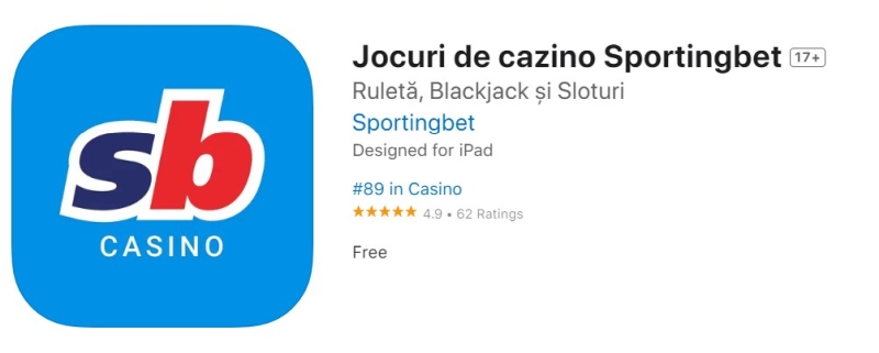 Sportingbet Casino aplicatie mobil ios app telefon si tableta ipad iphone