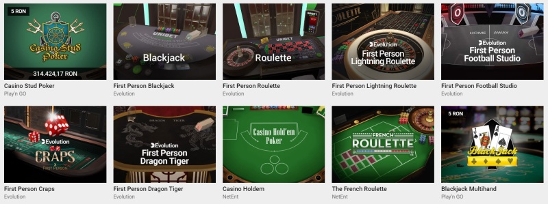 Unibet Casino jocuri de masa si carti online blackjack poker stud holdem ruleta craps