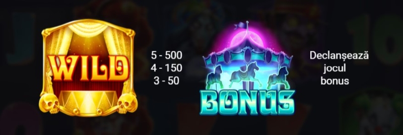 Zombie Circus valoare plata simboluri speciale wild si bonus