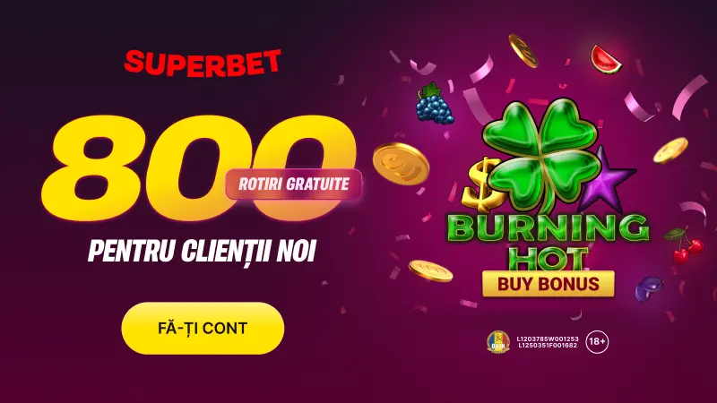 Bonus Superbet fără depunere - 800 ROTIRI GRATUITE
