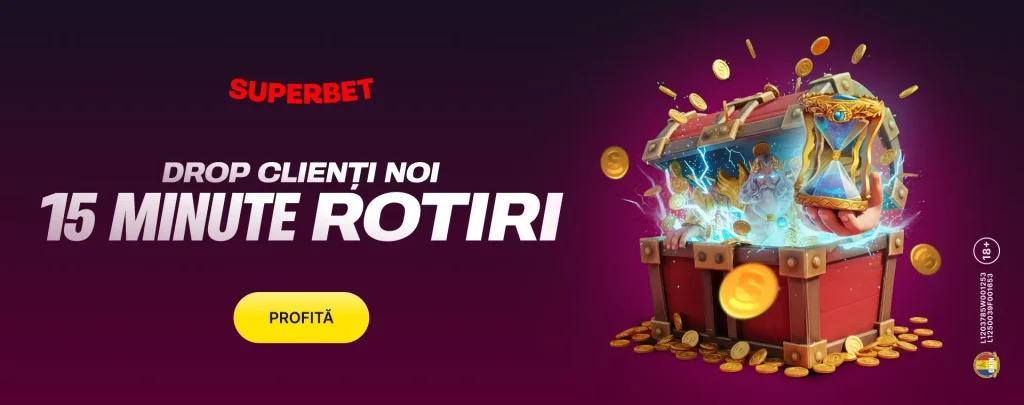 Bonus Superbet fără depunere - 15 MINUTE DE ROTIRI GRATUITE FĂRĂ RULAJ