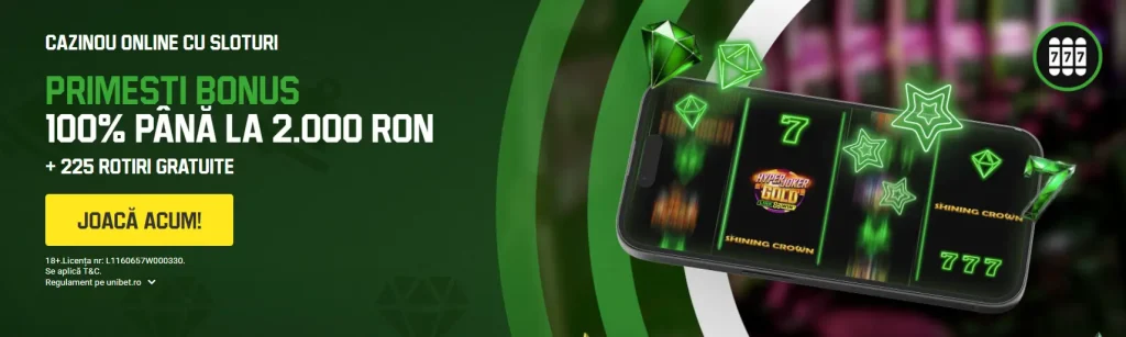 Pachet de Bun Venit Unibet Casino Pachet de Bun Venit Unibet Casino: 100% până la 2.000 RON + 225 ROTIRI GRATUITE