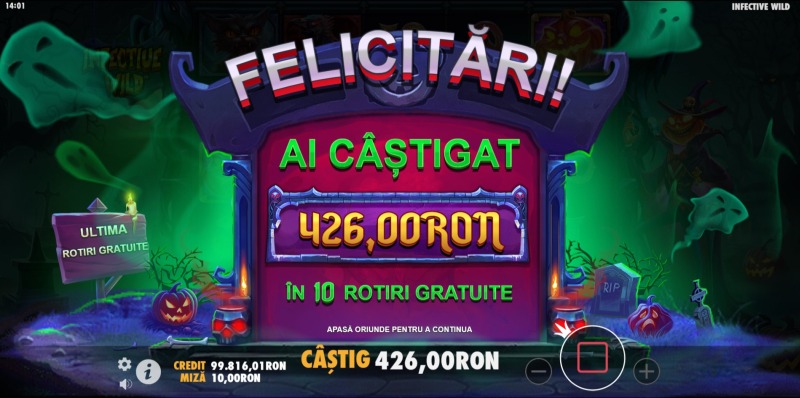 Infective Wild castig functie cu 10 rotiri gratuite