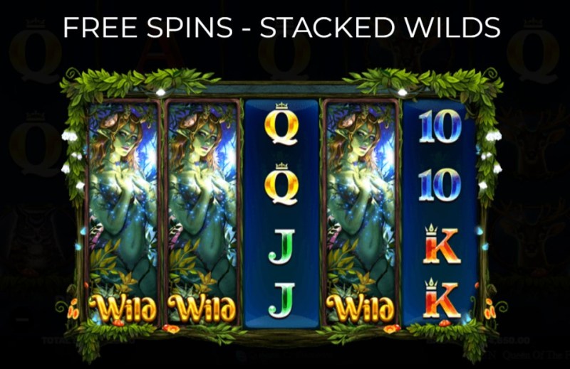 Queen of the Forest functie free spins exemplu stacked wilds