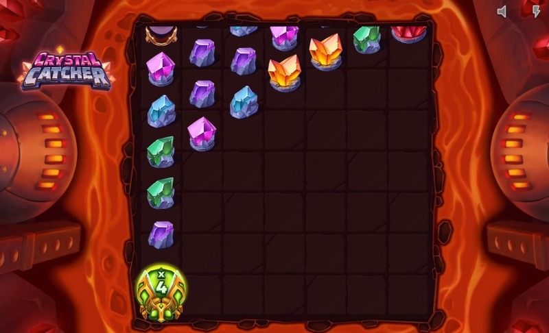 Crystal Catcher functie free spins activata cu simbol wild activ si multiplicator pastrare pozitie simbol wild