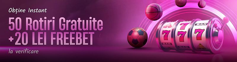 Bonus Victory Bet fără depunere - 50 de Rotiri Gratuite + 20 Lei FREEBET
